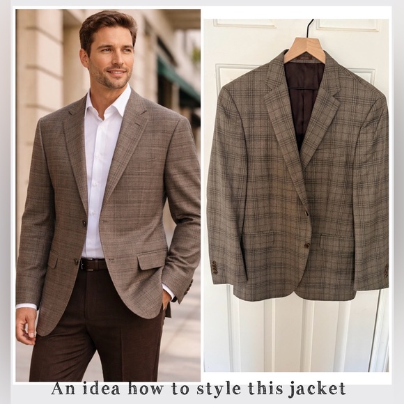 Peter Millar E. Thomas Luxury Wool Cashmere Plaid Sport Coat 42 R